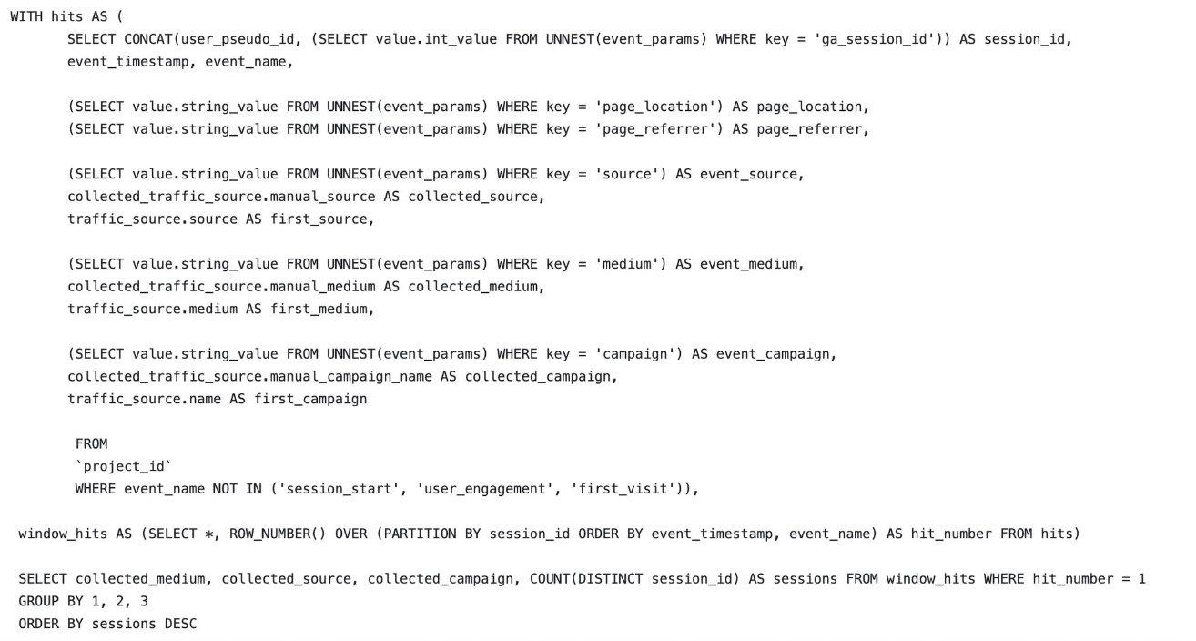 How to calculate session attribution in BigQuery?