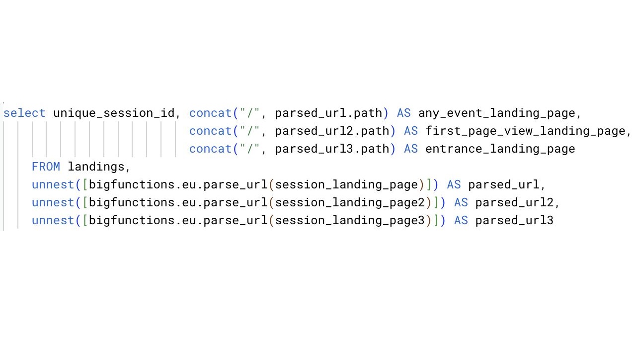 How to Get the Landing Page in BigQuery