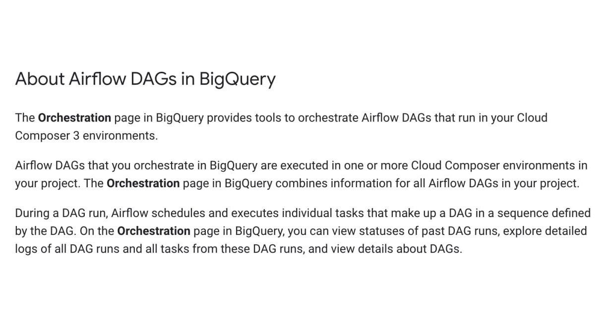 Airflow DAGs in BigQuery